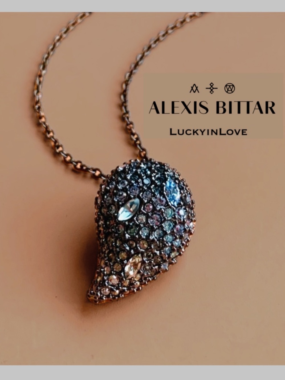 ALEXIS BITTAR • NEW Blue Swarovski Crystal Sparkling Ombré Paisley Necklace